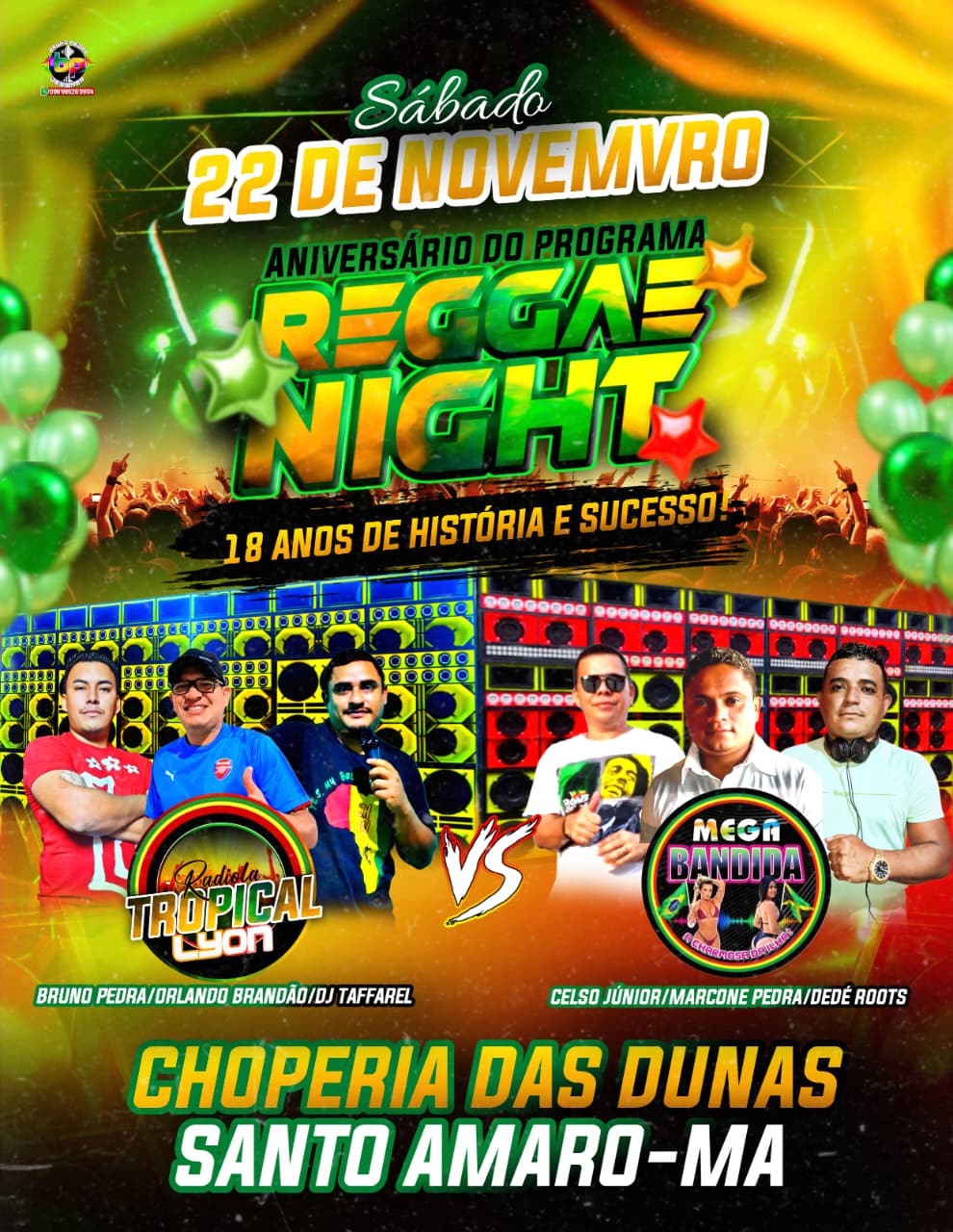 Festa Niver Programa Reggae Night
